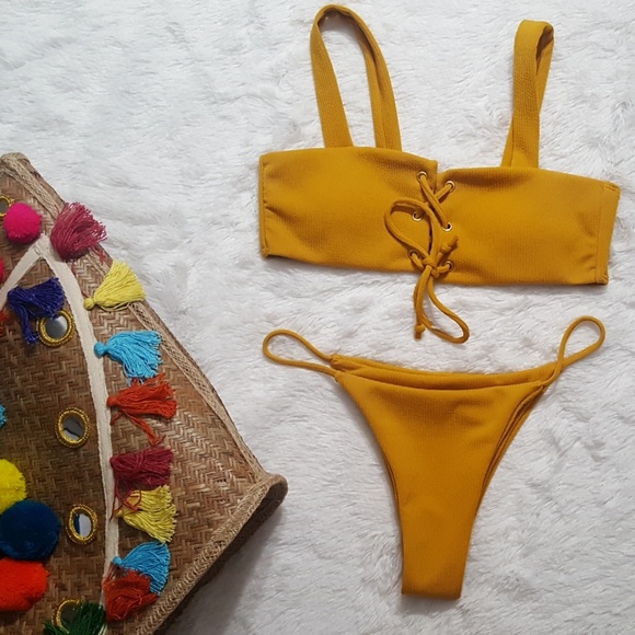 "Bermuda" Yellow Swim Set NWOT - Picture 3 of 6